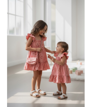 Flower Printed Dress (Met Tasje) - Roze