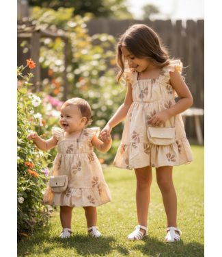 Flower Printed Dress (Met Tasje) - Beige
