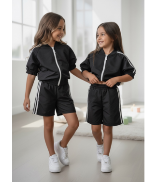 Vest & Short Stripe Set - Zwart