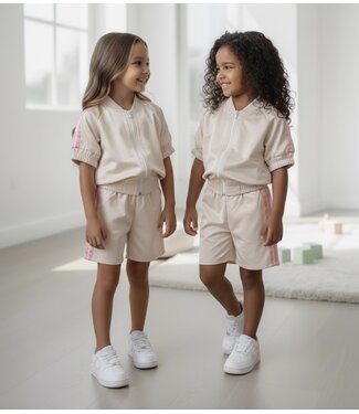 Vest & Short Stripe Set - Beige