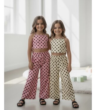 Dots Wide Leg Set - Roze