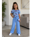 K-Pop 2-delige Plisse Set  (Met Tasje) - Blauw