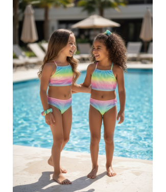 No Way Monday Regenboog Bikini met scrunchie