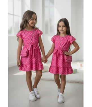 Dots Summer Dress (Met tasje) - Barbie Pink