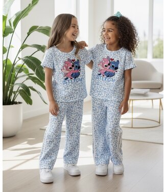 Stitch flared leopard  set - Blauw