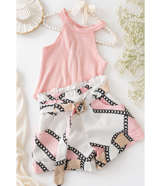 Chained top & Short set - Roze