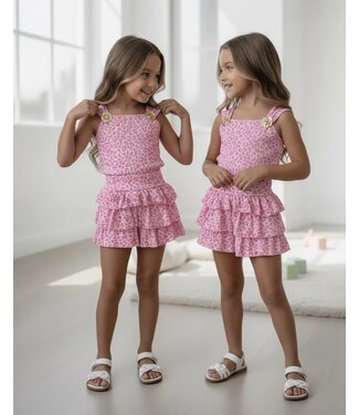 Leopard Skirt Set - Roze