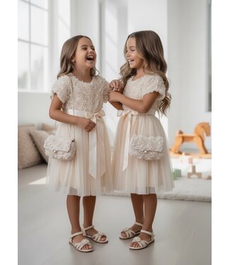 Roses Dress - Beige (Met tasje)