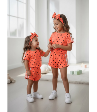 Dots Set (Met haarband) - Coral
