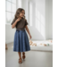 Belted long denim Skirt - Blauw