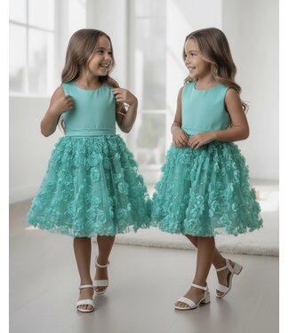 3D bloemen jurk  - Mint