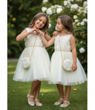Bloemen Tule jurk - Champagne