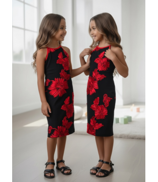 Flower Summer Dress  - Zwart/Rood