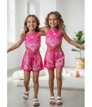 Bandana Short Set - Roze