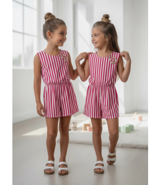 Draakjes en Boefjes Stripe Jumpsuit - Fuschia