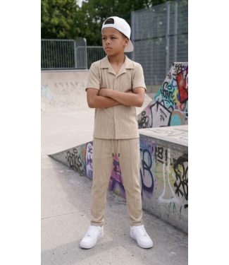 Polo Blouse & Trouser Set - Beige