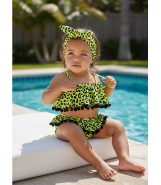 Leopard Bikini Met Haarband - Geel
