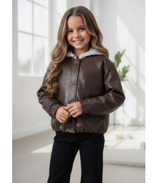 Urban Leather Hoodie Jacket - Marron ✪