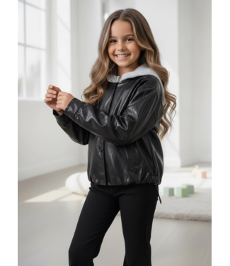 Urban Leather Hoodie Jacket - Zwart ✪