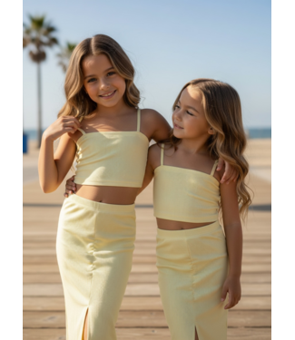 Split Skirt Set - Geel