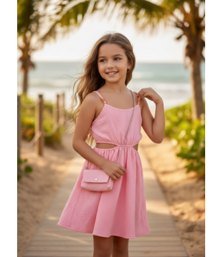 Capri Cut-Out Jurkje met Tasje - Roze