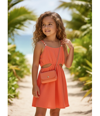 Capri Cut-Out Jurkje met Tasje - Coral