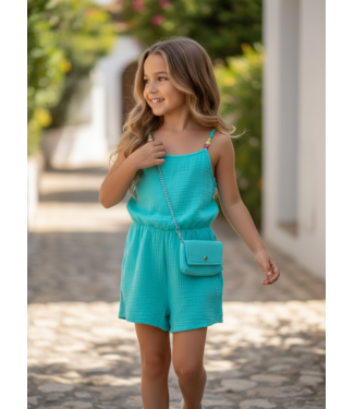 Draakjes en Boefjes Bali Jumpsuit Met Tasje - Turquoise