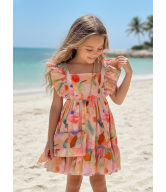 Aquarelle Dress (Met Tasje) - Zalm (Verzenddatum 10 juli)