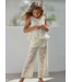 Kanten co-ord set top & broek - Creme