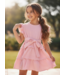 Mousseline Ruffle dress  - Roze