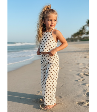 Dots Wide Leg Set - Geel