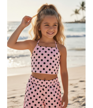Dots Wide Leg Set - Roze