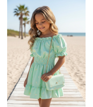 Feather Dress (Met tasje) - Mint