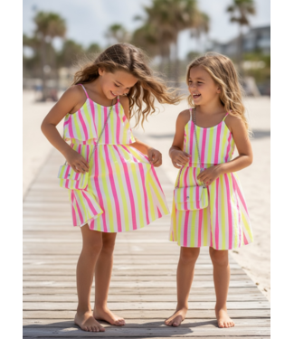 Stripe Dress (Met Tasje) - Geel/Fuschia
