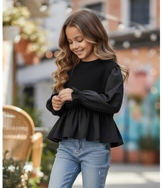Gebreide Spencer Blouse - Zwart