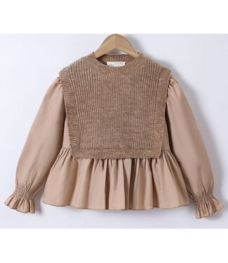 Gebreide Spencer Blouse - Taupe