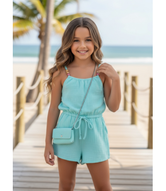 Draakjes en Boefjes Bali Jumpsuit Met Tasje - Turquoise