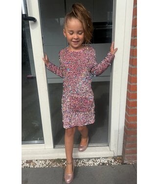 Glitter Jurkje met tasje - Oud Roze