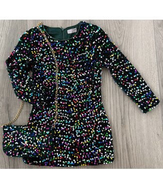 Glitter Jurkje met tasje - Vert