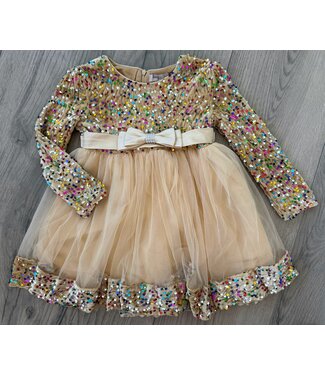 Glitter Jurkje met strik - Goud