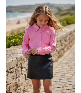 Blouse met hartjes kraag - Roze