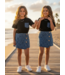 Denim Leopard skort Set - Zwart