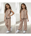 Soft Gilet & Flared Set - Beige
