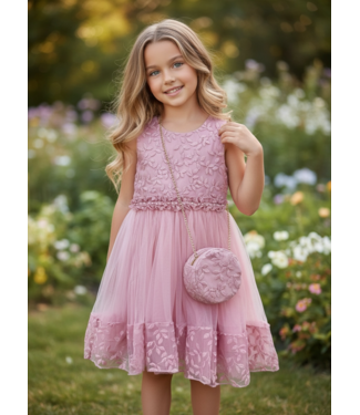 Flower jurk (met tasje) - Oud Roze