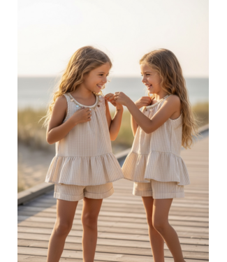 Ruffle Top & Short Set - Beige