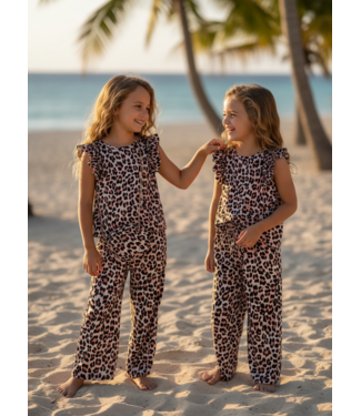 Leopard wide leg set (met tasje) - Rouge
