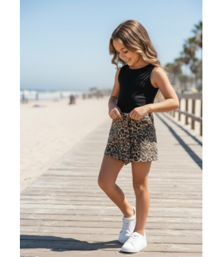 No Way Monday Denim Jeans Skort - Leopard