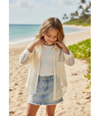 Shirt met kanten blouse (2-delig) - Beige