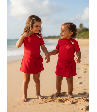 Bow Skort & Body Set - Rood
