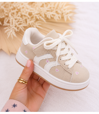 Stripe Heart Sneakers - Beige (Verzenddatum 23 juli)